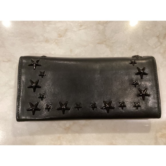 Jimmy Choo NINO Black Leather‎ Star Studded Wallet Clutch - Picture 2 of 16